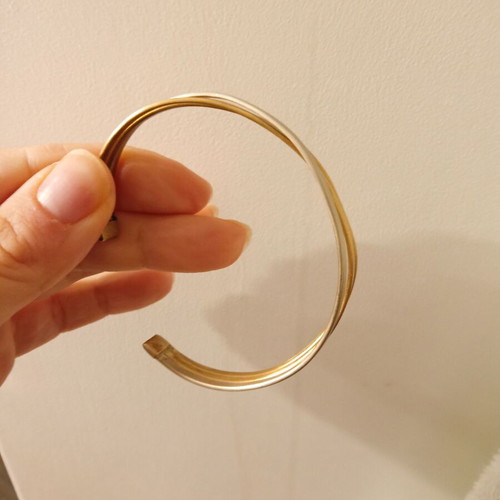 Triple bracelet used, stainless steel, silver and gold tone