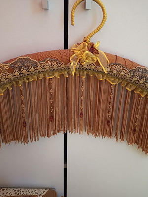 Vintage hanger and box in cinnamon orange color