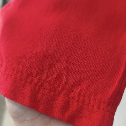 Paperbag high-waist pants with belt used, coral red, size M/L