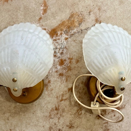 Vintage glass wall sconces used from the 1950s