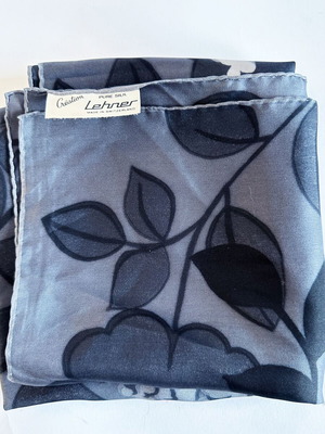 Vintage Lehner Switzerland silk scarf like new, gray and white