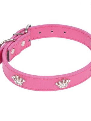 Fancy Dog Collar Κολάρο 45cm με κορώνες φούξια καινούργιο