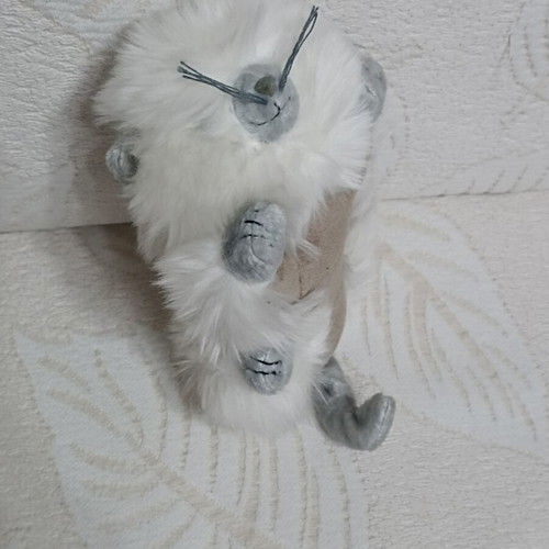 White Fur Cat Plush Toy new with Grey Belly and Paws