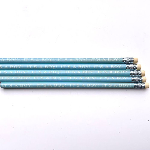 'It’s a Boy' blue pencils set of 5, new