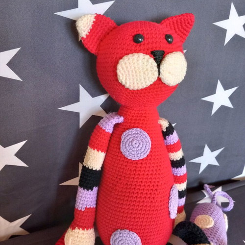 Handmade cat doll new, crocheted from cotton yarn