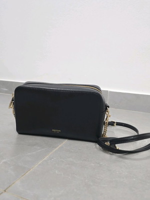 Oroton bag new black with gold strap