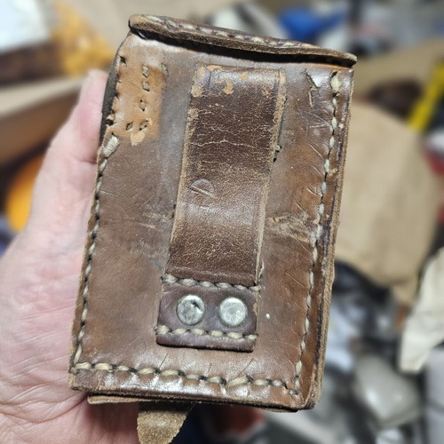Vintage leather military equipment pouch used