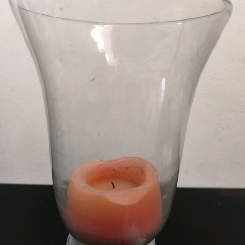 Candlestick used with wooden base and large glass cover