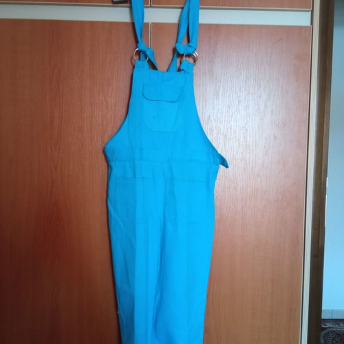 Vintage 1969 jumpsuit used, blue cotton with straps