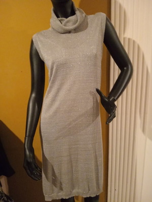 Oltre αμάνικο midi φόρεμα από ασημί lurex one size καινούργιο