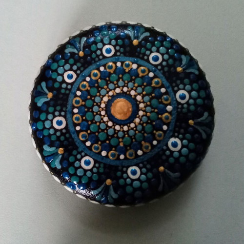Handmade mandala decoration new, plaster stone 7 cm