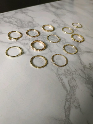 Ring set new, 12 pieces, gold color