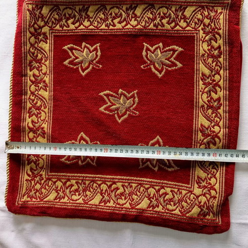 Vintage decorative pillows set of 2 used, embossed velvet, gold cord