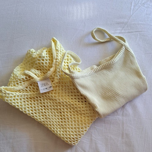 Zara Kids knitted sleeveless top with tank, like new, yellow, size 152 cm