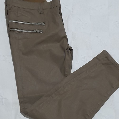 Zara women's pants XL brown like new, elastic, leather look