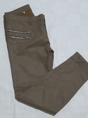 Zara women's pants XL brown like new, elastic, leather look