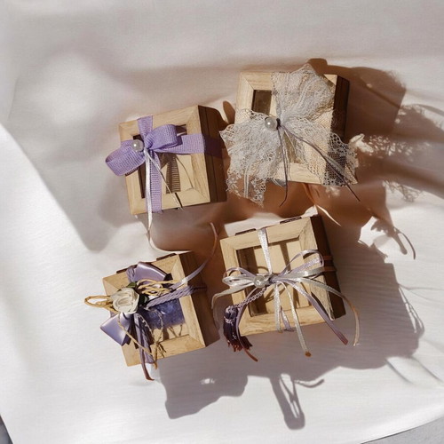 Wooden box for bomboniera 8×8×3cm new