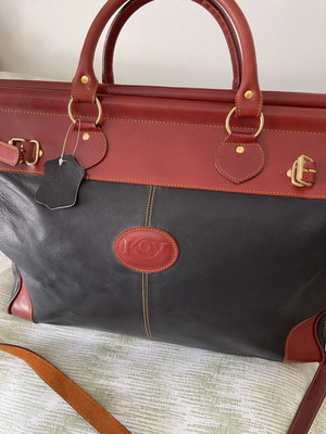 Travel bag 55 40 20 καινούργια, δερμάτινη μαύρο και κόκκινο
