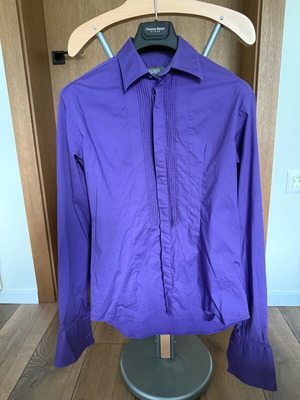 Официална мъжка риза размер M лилава, втален модел с илици