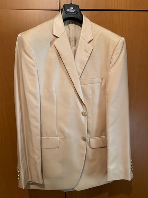 Lame suit with trousers set like new, beige, size XL