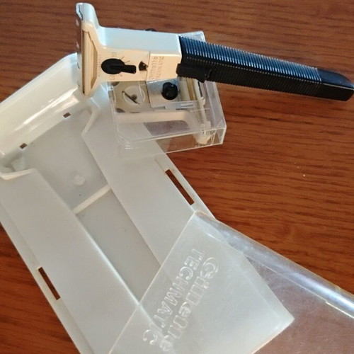 Gillette Techmatic vintage razor refurbished in transparent case
