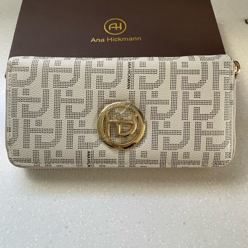 Ana Hickmann women's wallet new, white with gold details