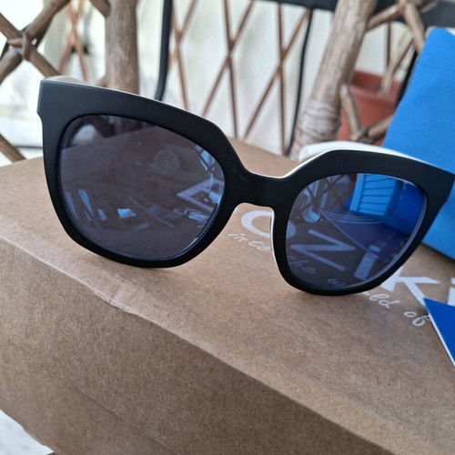 Adidas sunglasses used, black matte with blue mirror lens