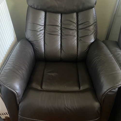 Armchair used, leather with relax function