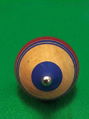 Wooden spinning top with hand-painted folk art design