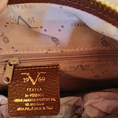 Versace leather bag and wallet set new, brown