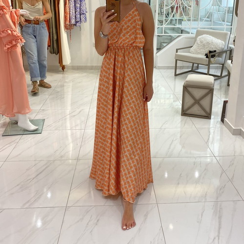Be A Bee Couture maxi dress like new, XS/S, orange print