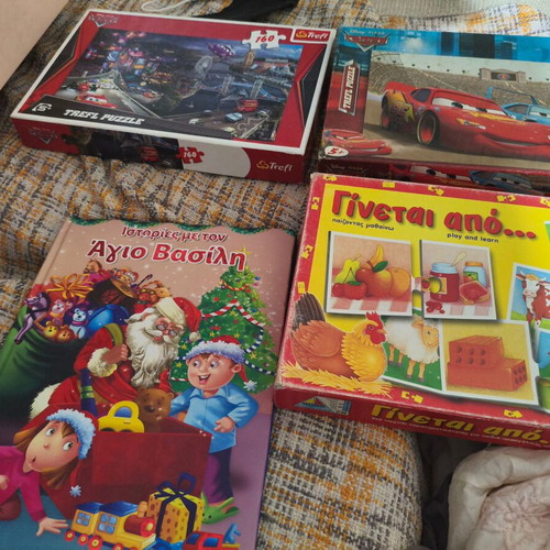 Board puzzles used, pack with storybook