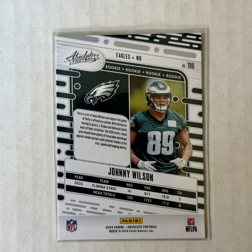 2024 Panini Absolute Rookies #196 Johnny Wilson Philadelphia Eagles card new