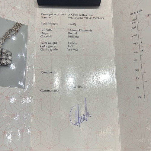 Diamond cross k18 with triple chain and certified brilliant