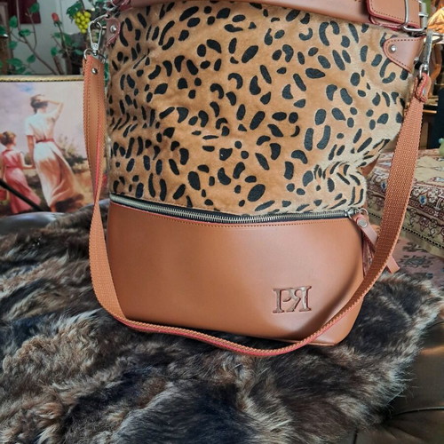 Pierro bag made of eco leather like new, tan with leopard print