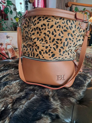 Pierro bag made of eco leather like new, tan with leopard print