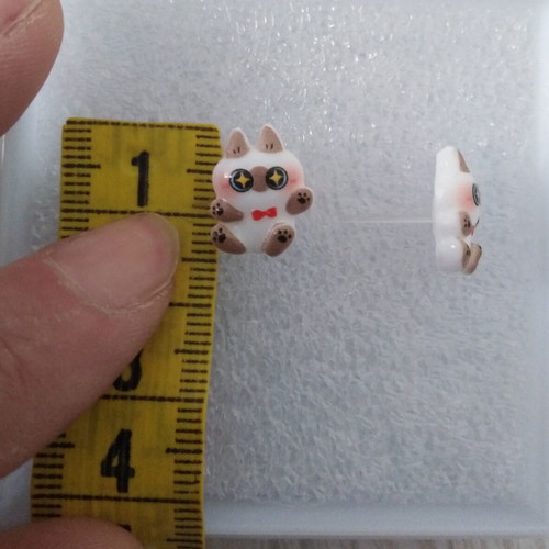 Handmade hypoallergenic earrings pack of 2 pairs with cat design