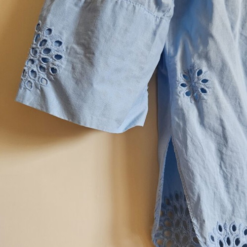 Zara oversized blouse with cutout embroidery, blue, size S