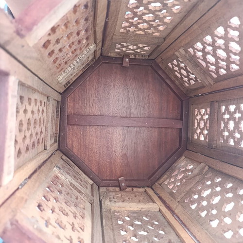 Handmade Indian Sheesham wood and brass side table