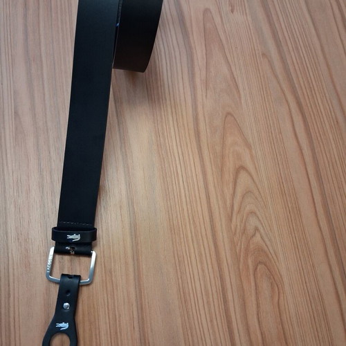 Lacoste leather belt 110 cm, black, men's
