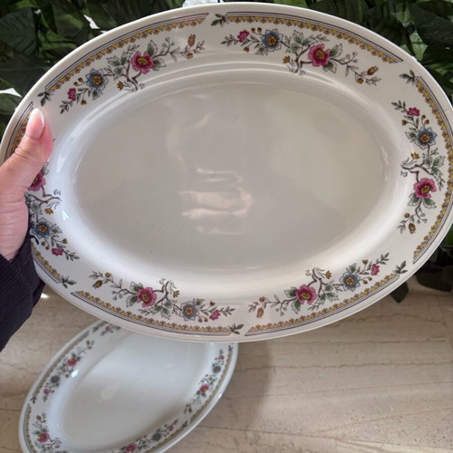 Sandrini Rich Vintage Oval Porcelain Serving Platters Set of 2 New