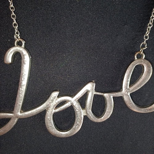 Silver y2k necklace with Love letters like new