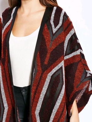 Mango wool poncho used with geometric patterns one size multicolor
