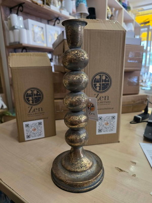 Metal candlestick gold antique new