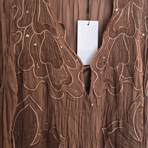 Zara dress bohemian style new, brown, embroidered, size S-M