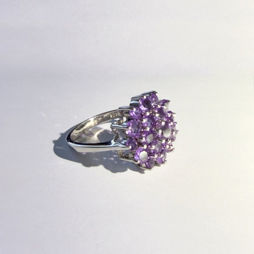 Ken Craft Sterling Silver Amethyst Cluster Ring like new