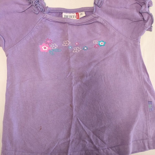 Girls' denim pants and purple blouse set used with marks
