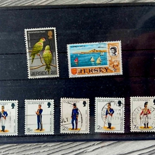 Jersey and Guernsey stamp card like new, 1960s and 1970s