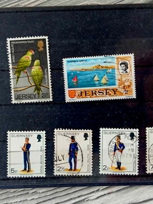 Jersey and Guernsey stamp card like new, 1960s and 1970s