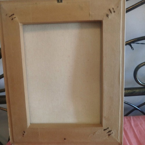 Painting with penguins like new in white wooden frame